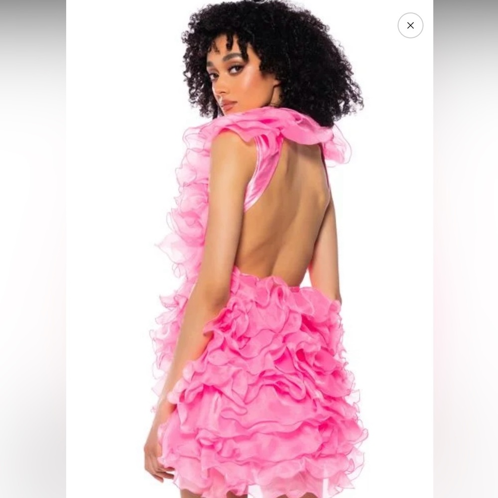 Pink Ruffled Mini Dress size small - Picture 2 of 4